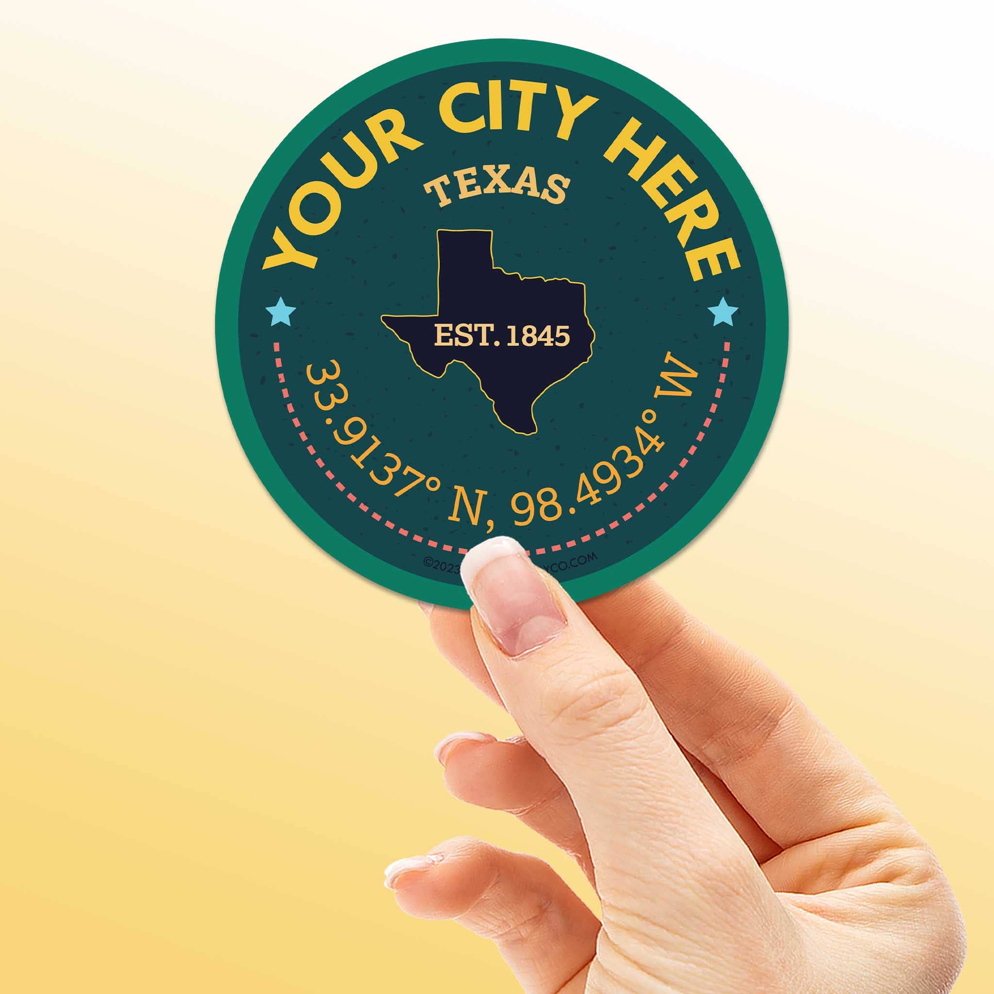 Sentinel Supply – wholesale Sticker – Custom City Coordinates Round Sticker - Name Drop Decal