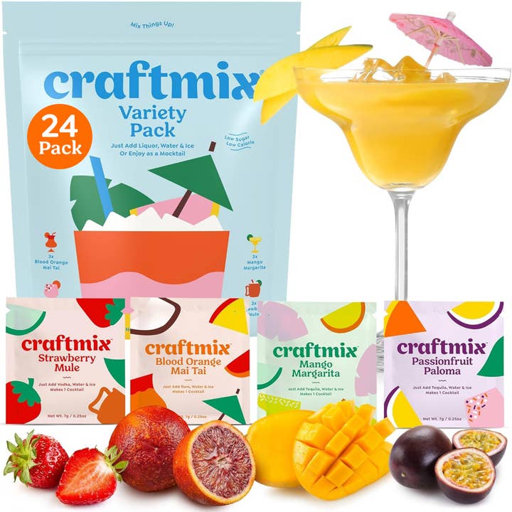 Craftmix Multipack mit 12 Portionen Cocktailmix in verschiedenen Geschmacksrichtungen für den Großhandel von Craftmix