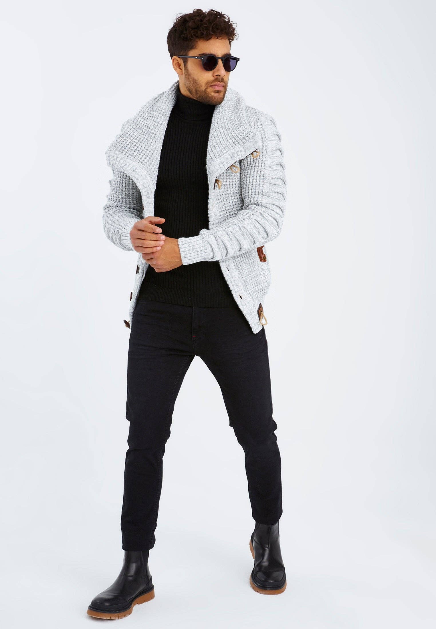 Leif Nelson GmbH - Wholesale Knit Sweater - Men's - Men's Knit Sweater Chunky Knit Shawl Collar LN-55851