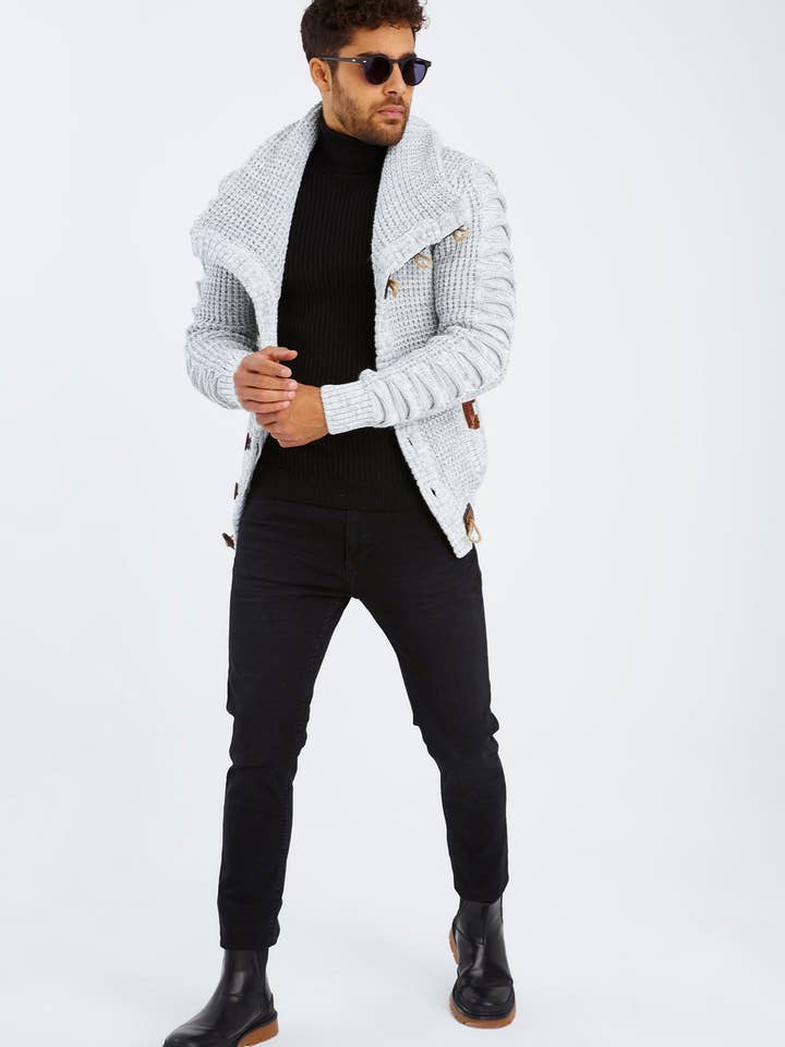 Leif Nelson GmbH - Wholesale Knit Sweater - Men's - Men's Knit Sweater Chunky Knit Shawl Collar LN-55851