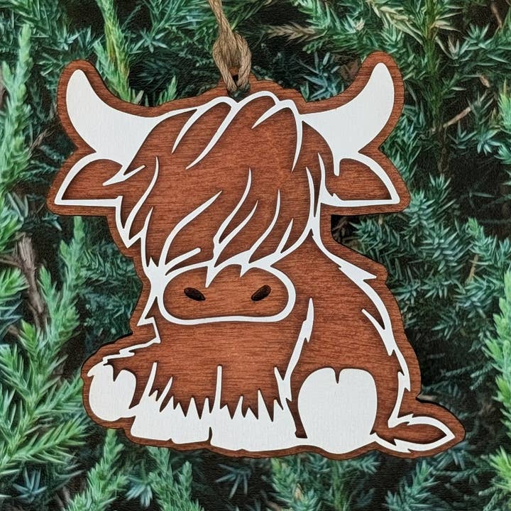The Little Ornament Shop - Wholesale Ornament - Highland Cow Christmas Ornament0