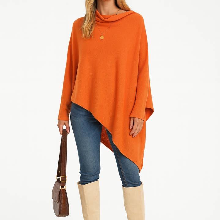 Miss Bold – wholesale Tunic – Women’s – Italian Soft Knit Slant Long Sleeve Asymmetric Draped Jumper Top19