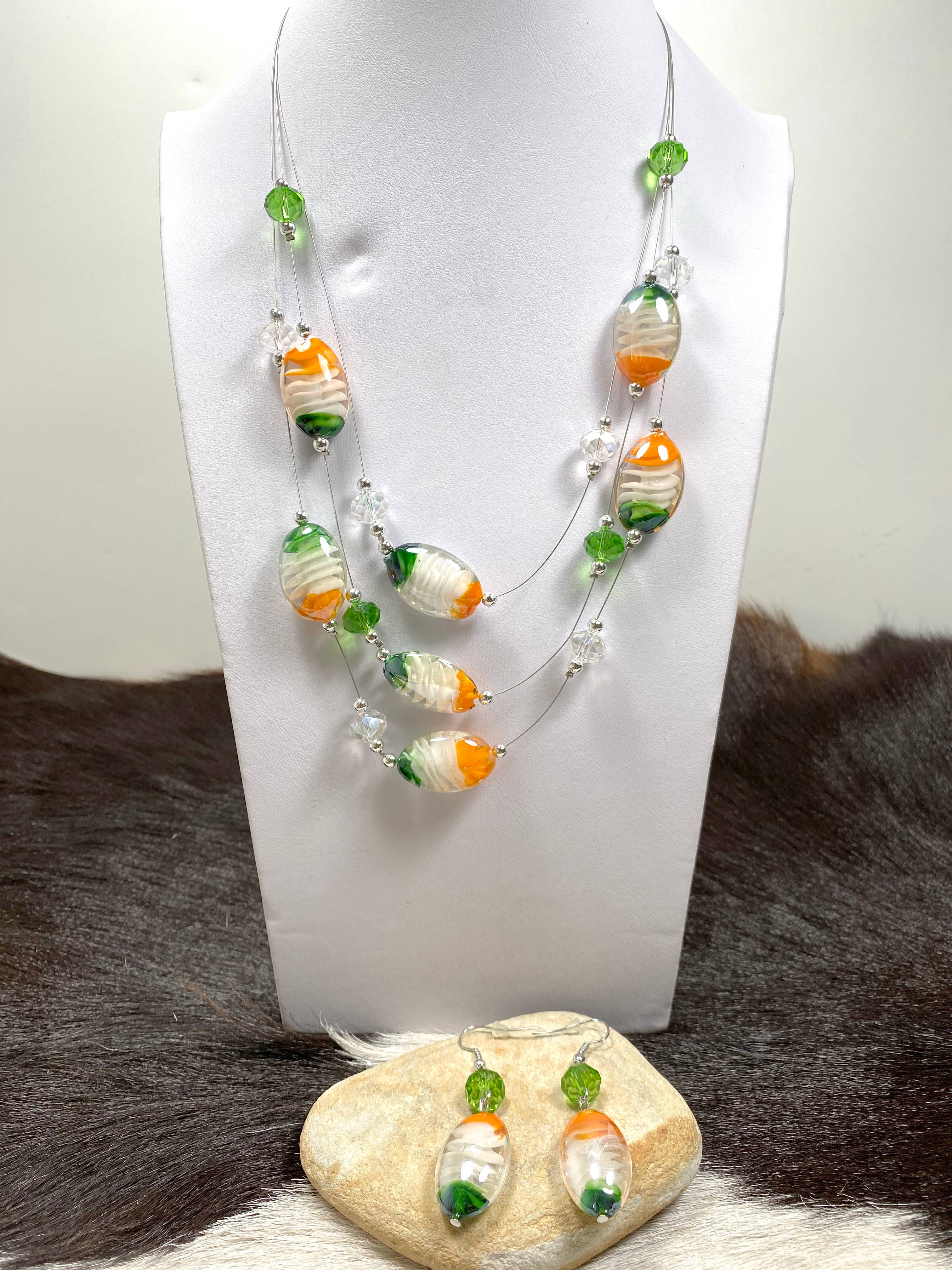 Fiona Accessories - Wholesale Jewelry Set - Necklace Earring set Illusion Lampwork Beaded4