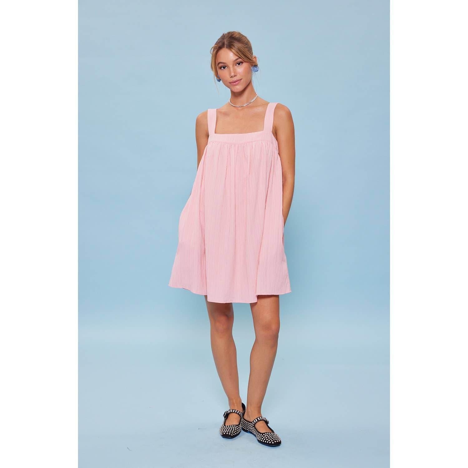 idem ditto - Vente Robe – femme - MINI-ROBE BABYDOLL FROISSÉE AVEC RUBAN AU DOS14