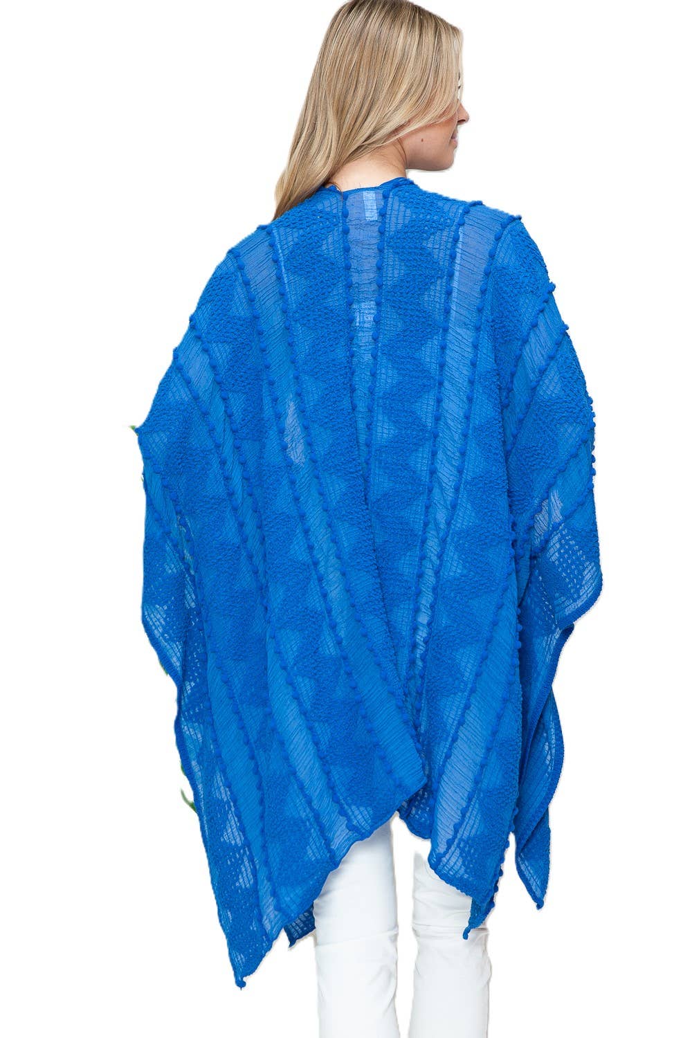 Justin & Taylor - Wholesale Kimono - Women's - Puffer-Up | Soft Textured Cover-Up Kimono With Pom Detail21