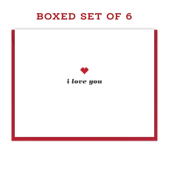 I Love You | Coffret de 6 cartes typographiques pour la vente par Spacepig Press