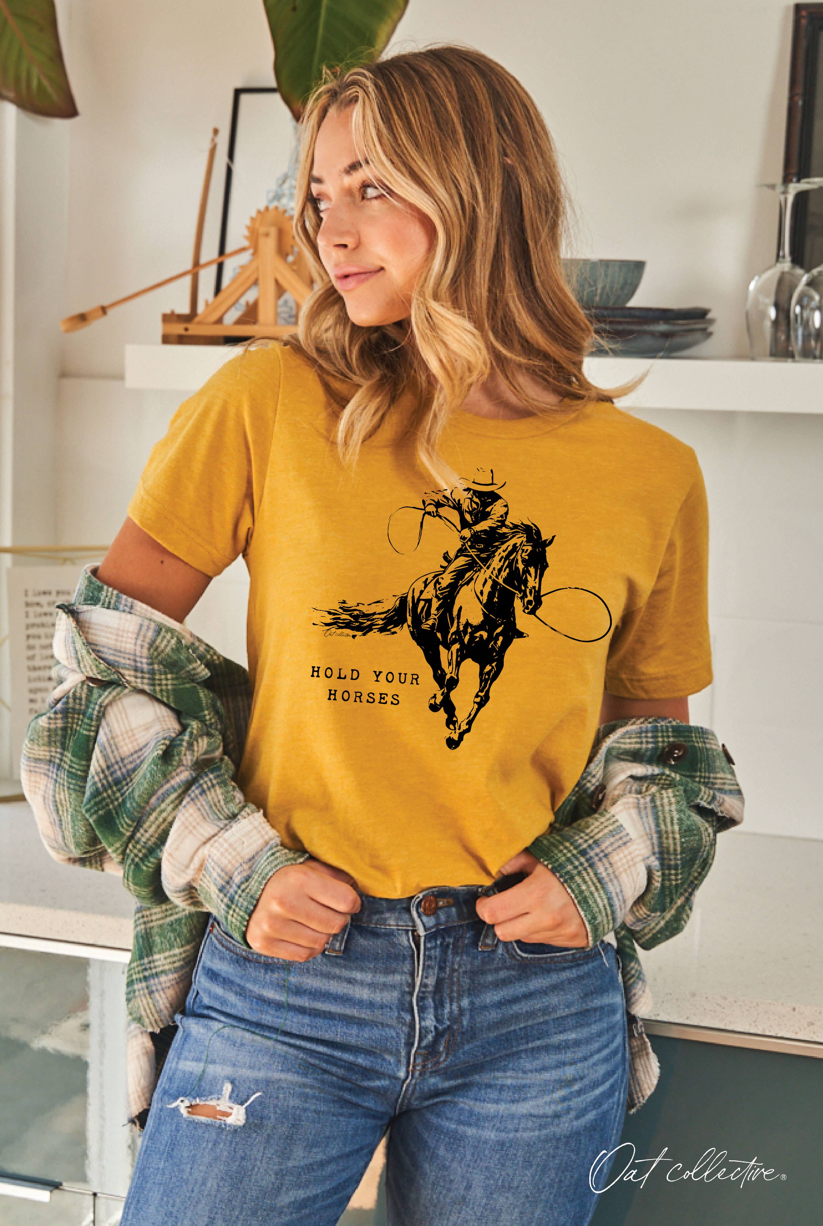 OAT COLLECTIVE - Wholesale Screen Printed T-Shirt - Women's - HOLD YOUR HORSES    Graphic T-shirt   6