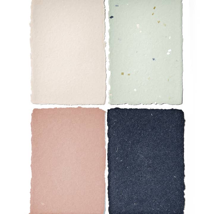 NOUVEL ÉTÉ - Wholesale Stationery/Notecard Set - 5 handmade papers & envelopes Terrazzo Jade3