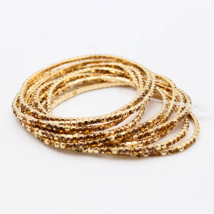 Reference Mode - Wholesale Jewelry Set - Set of 10 gold rhinestone bracelets4
