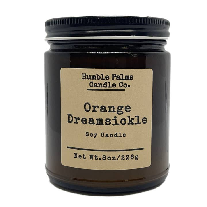Orange Dreamsickle Soy Candle for wholesale by Humble Palms Soap & Candle Co.