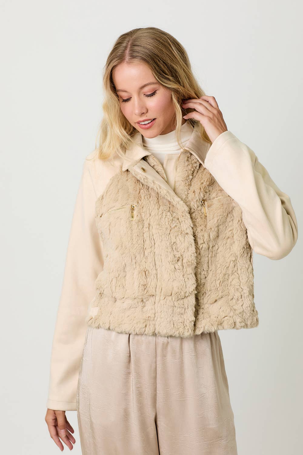 Mystree – wholesale Jacket – Women's – 60873 Fur Mixed Suede Jacket14