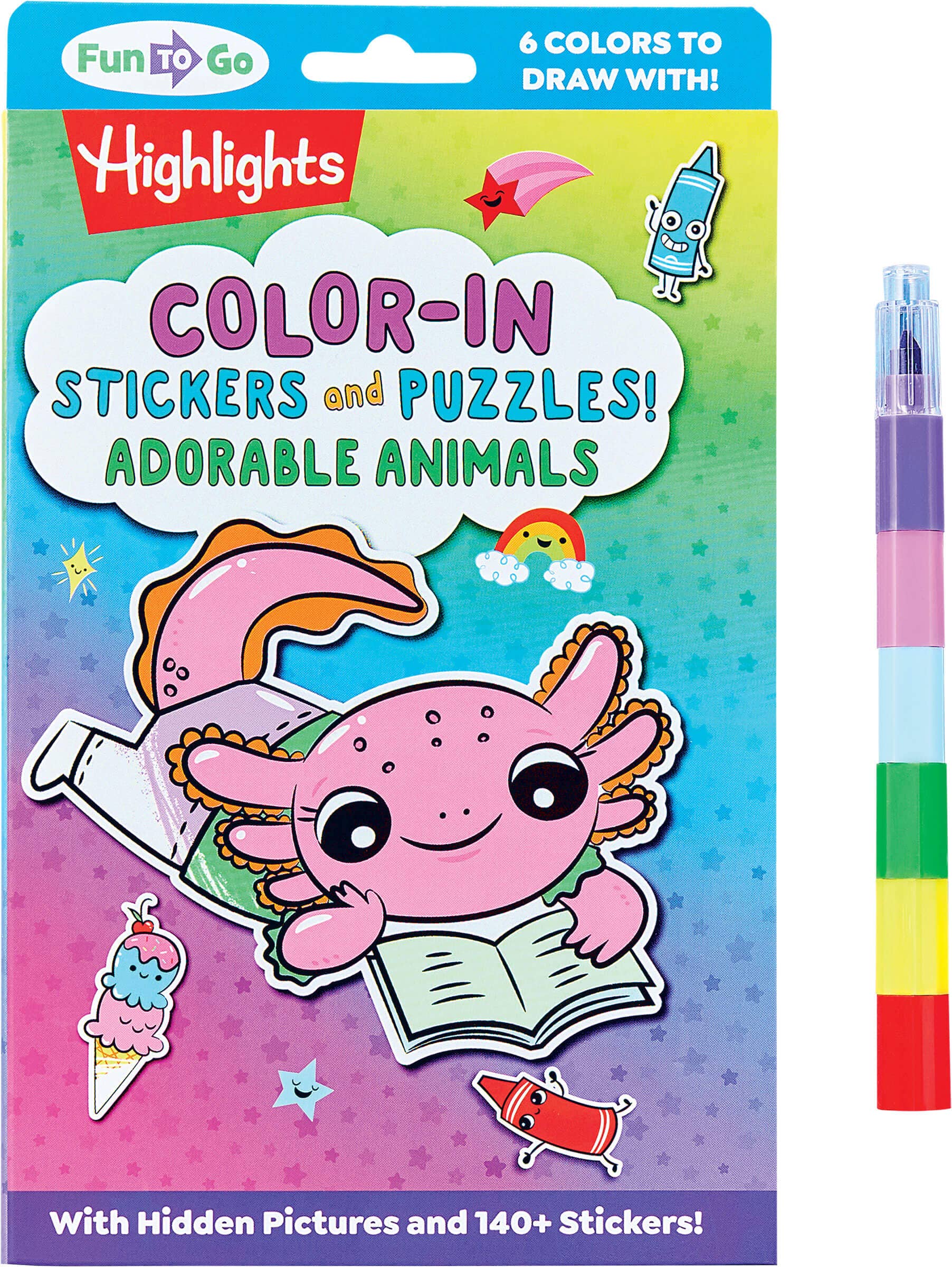 Highlights for Children - Wholesale Early Reader Book (6-8) - Color-In Stickers and Puzzles! Adorable Animals0