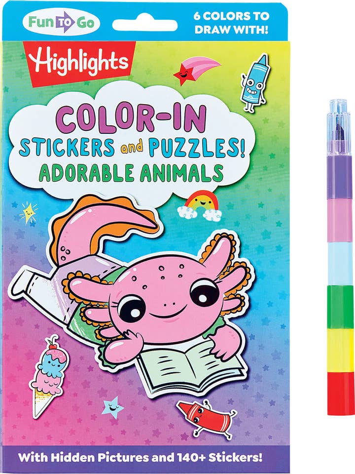 Color-In Stickers and Puzzles! Adorable Animals for wholesale by Highlights for Children