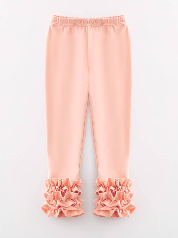 Milk Silk Ruffled Pale Pink Icing Legging for wholesale by Rylee Faith Designs