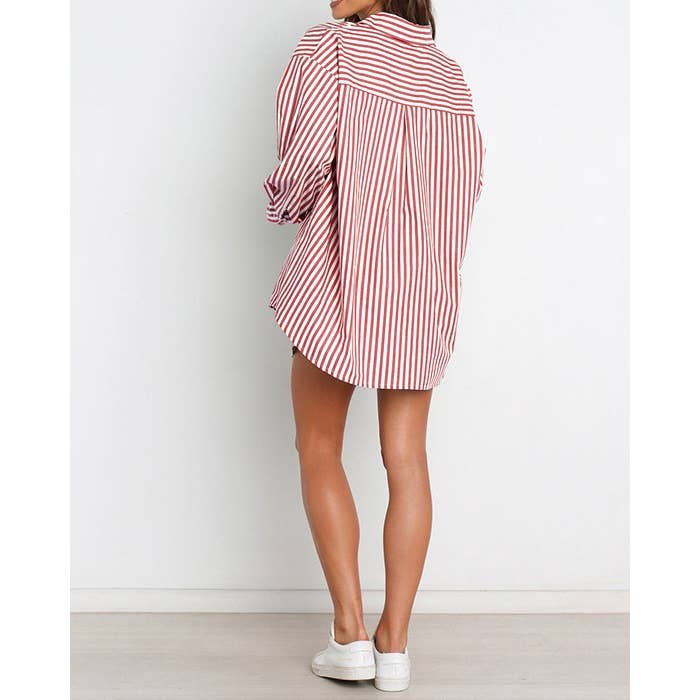 Mapcie - Wholesale Top & Pant Set (NOT Loungewear) - Women's - Striped Oversized Shirt and Drawstring Shorts Set9