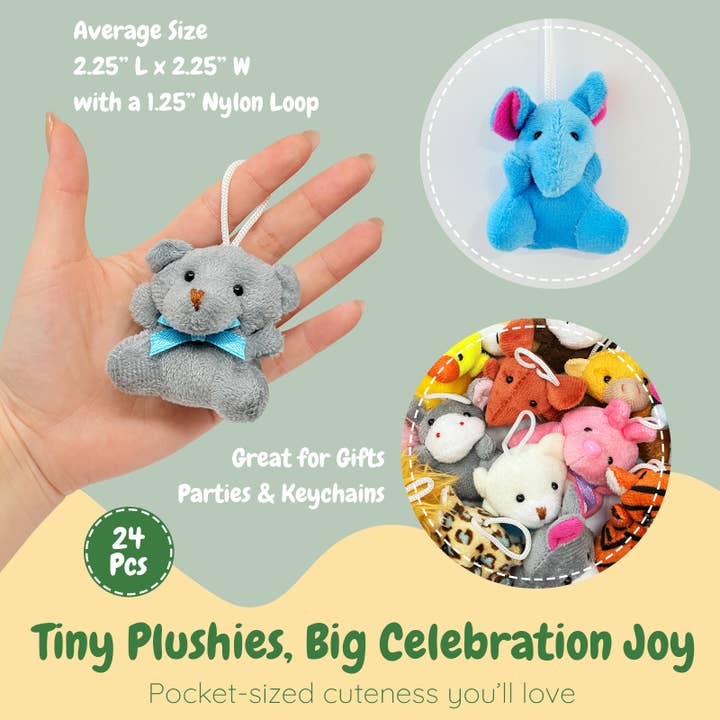 Wrapables.com - Vente Peluche – enfant et bébé - Peluches Mini Animaux en Peluche Wrapables (Ensemble de 24)1