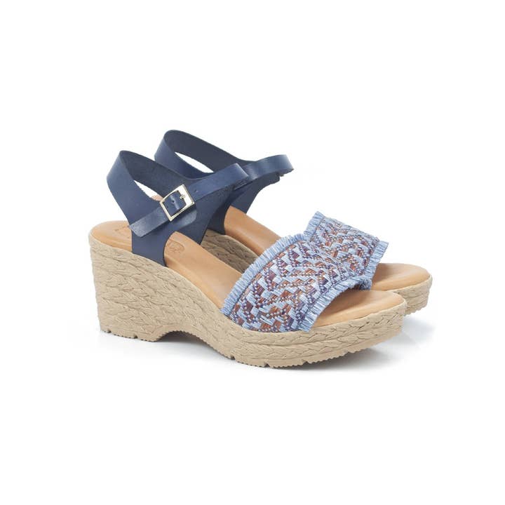 W-TRIANA-BLUE women's blue leather espadrilles for wholesale by Ortiz & Reed
