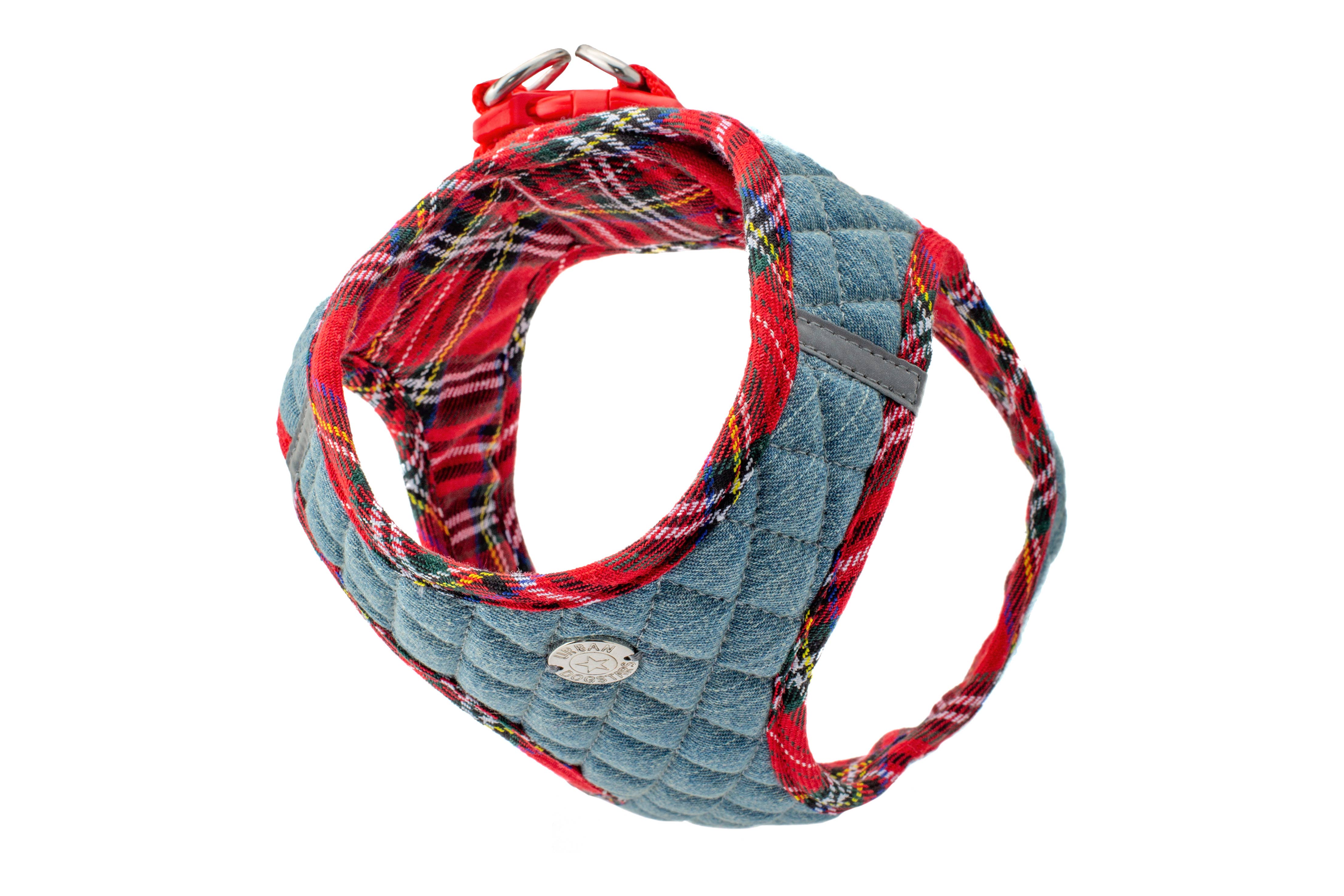 Urban Dog Stars - Wholesale Pet Harness - Dog - Step-In Denim Harness - Red Plaid2