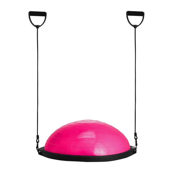 Half Exercise Ball Trainer, 26 inch Balance Ball Trainer, 1500lbs Capacity Stability Ball, Yoga Ball with Resistance Bands & Foot Pump, Strength Fitness Ball for Home Gym Full Body Workout, Pink for wholesale by Naomi's Happy Place Shop