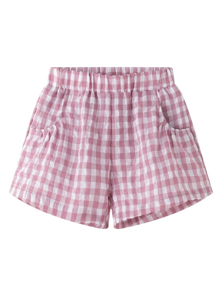 Kort babyflicka rutig lila med fickor BGV96545 för wholesale av Newness Kids