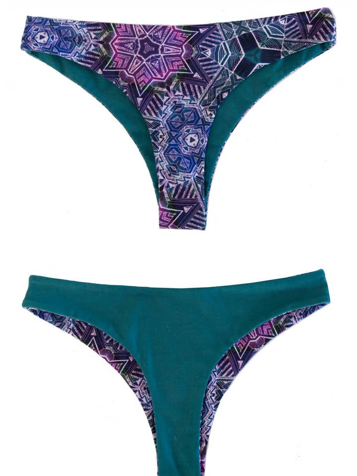 Chance Loves - Wholesale Swim Bottoms - Women's - Reversible CHEEKY BIKINI BOTTOMS | Purple Green