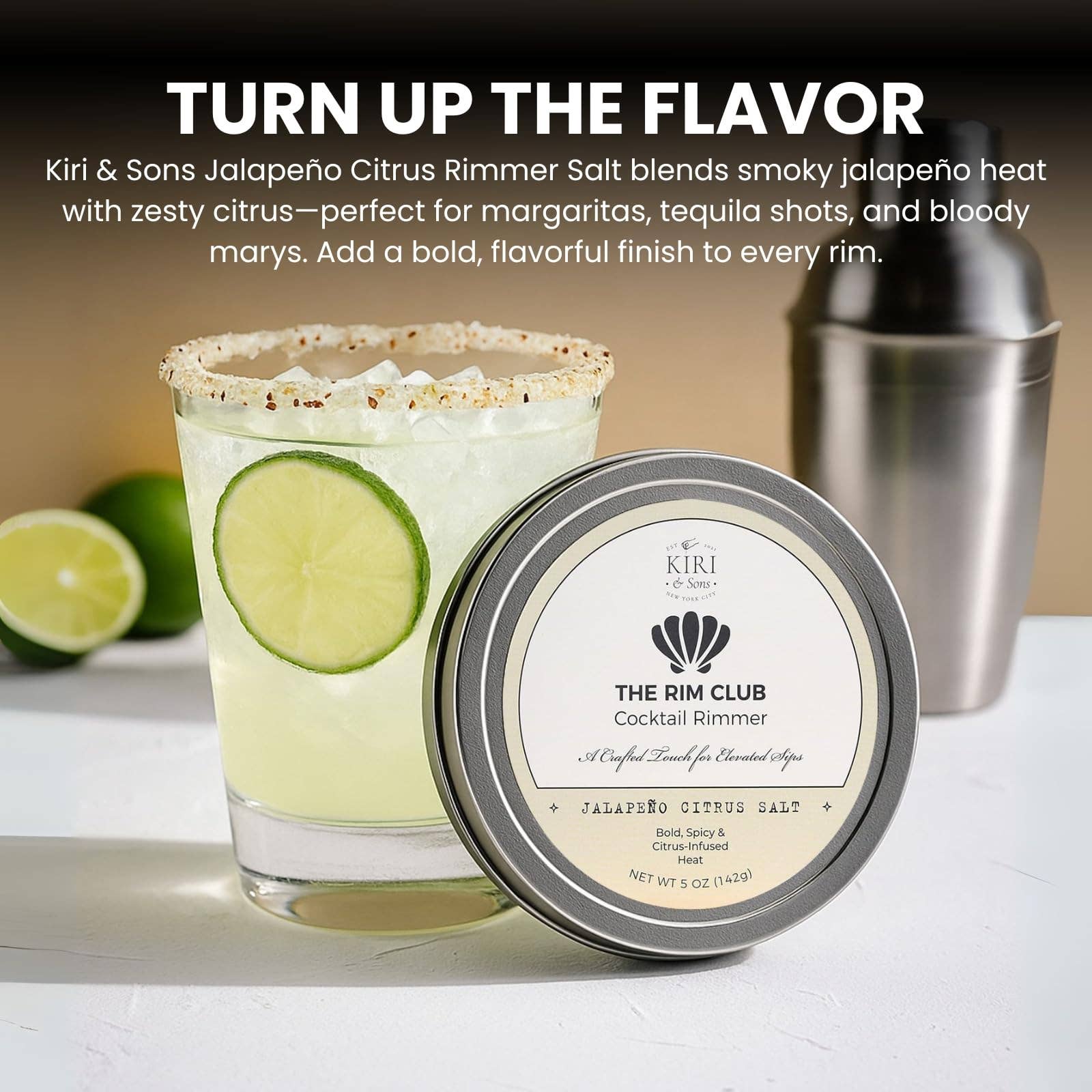 The Wine Savant /  Khen Glassware - Vente Sel - Sel pour bord de verre à cocktail | Shots de tequila | Agrumes jalapeño | 5 oz2