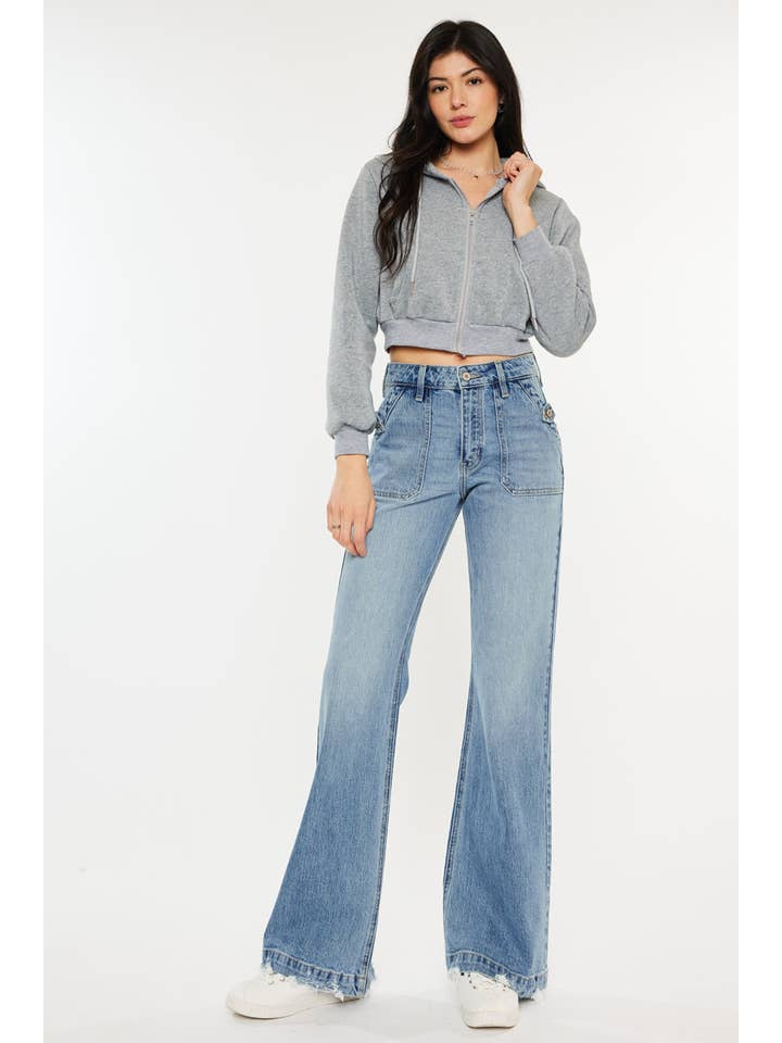MEDIUM OPEN PACK HIGH RISE WIDE FLARE JEANS-KC2572M for wholesale on Faire