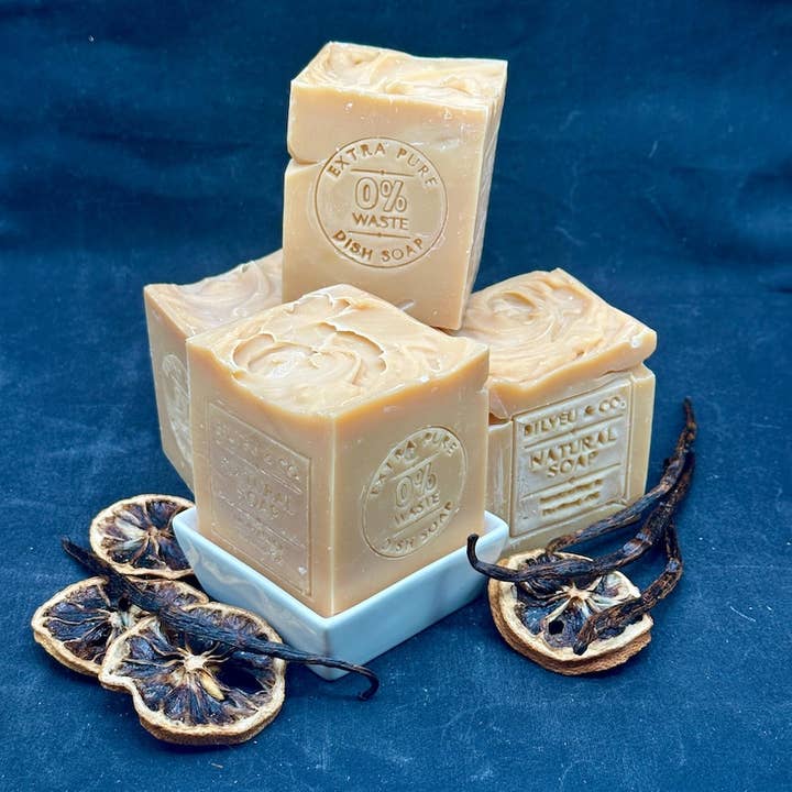 11 oz. DREAMSICLE: Litsea, Vanilla & Tonka Solid Utility Dish Soap; Vegan, Zero Waste for wholesale by Bilyeu & Co.