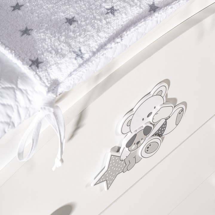 PICCI - Wholesale Bassinet - Baby - PALM MOSES BASKET with cover - VALDO WHITE GREY STARS