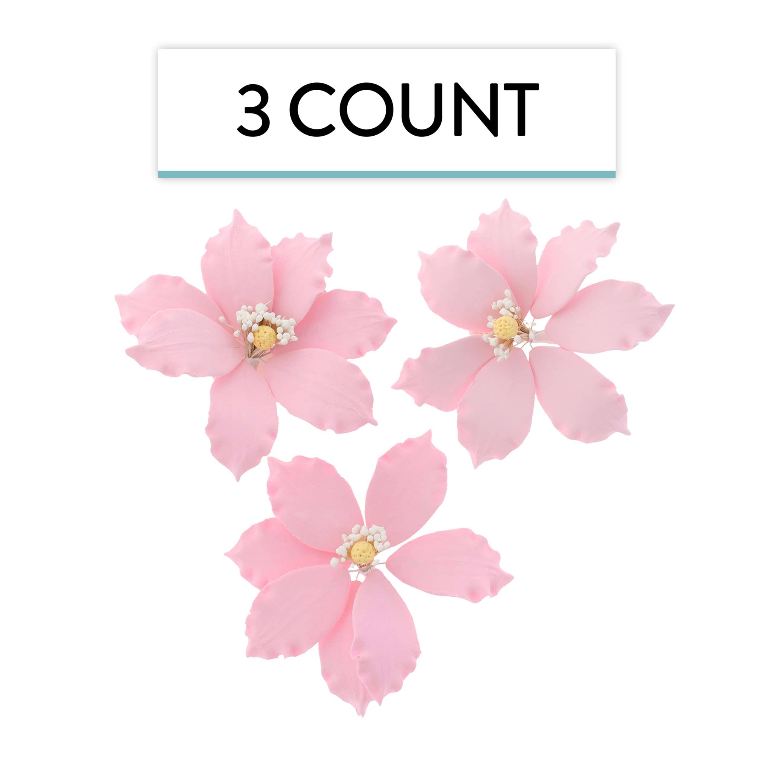 Global Sugar Art - Wholesale Taart/cupcaketopper - Clematis suikerbloemen van gum paste voor taarten door Global Sugar Art, roze, 3 stuks2