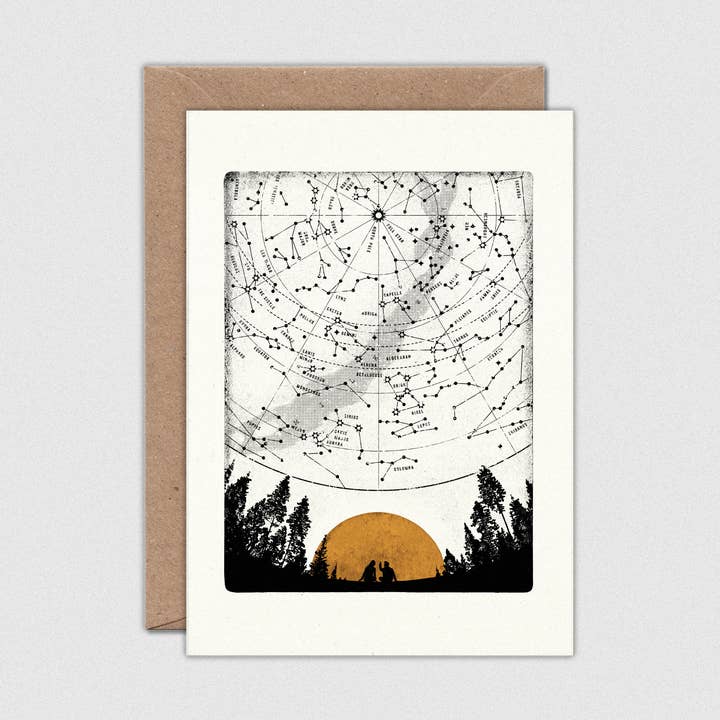 Luke Holcombe Studio – wholesale Everyday greeting card – Northern Stars Individual Card (A6) Forest Night Sky Wonder0