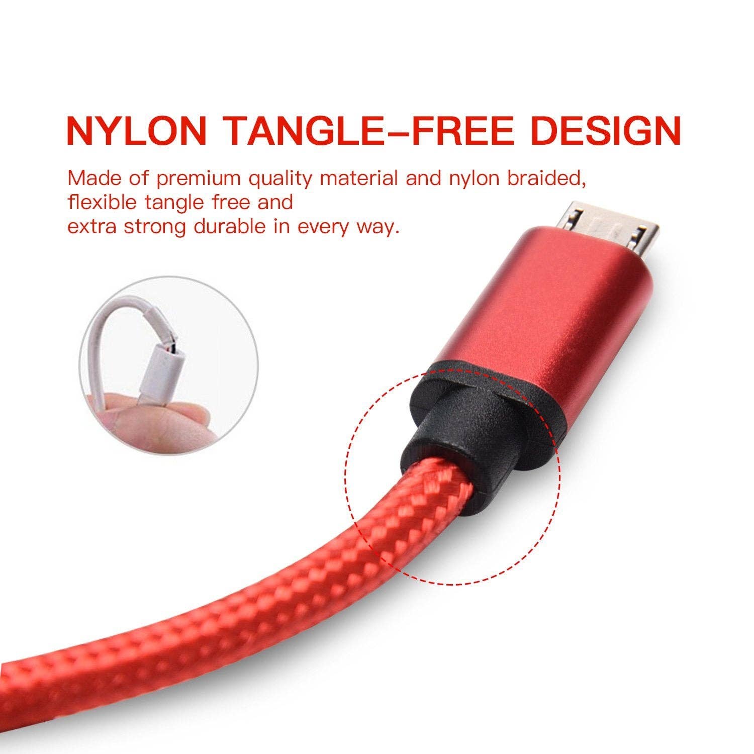 DGN Gadgets - Vente Câble de charge - Câble Micro USB tressé en nylon, charge rapide, 3 et 10 pieds (0,91 m et 3 m) pour Android2