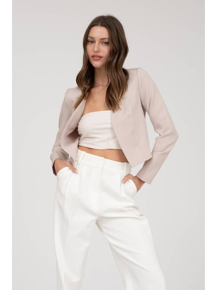 MINE - Wholesale Blazer - Women's - COLLARLESS LONG SLEEVE BLAZER