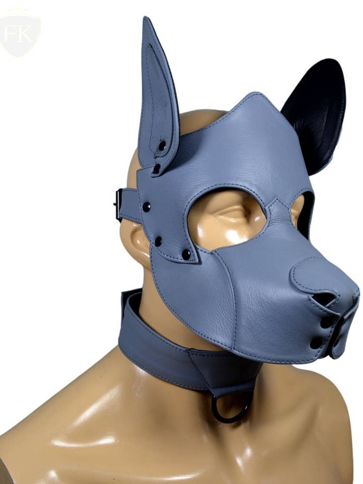 Ægte kohud Hvalpehundemaskehætte Kostume Reenactment Gear Hvalp- eller kæledyrsmaske Håndlavet for engroshandel hos Meninleather