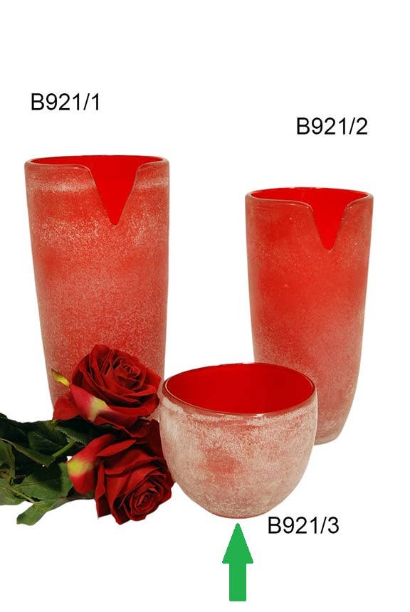 Aguilar Málaga - Wholesale Vase - RED/WHITE GLASS VASE 11cm(high)X13cm(diameter)0