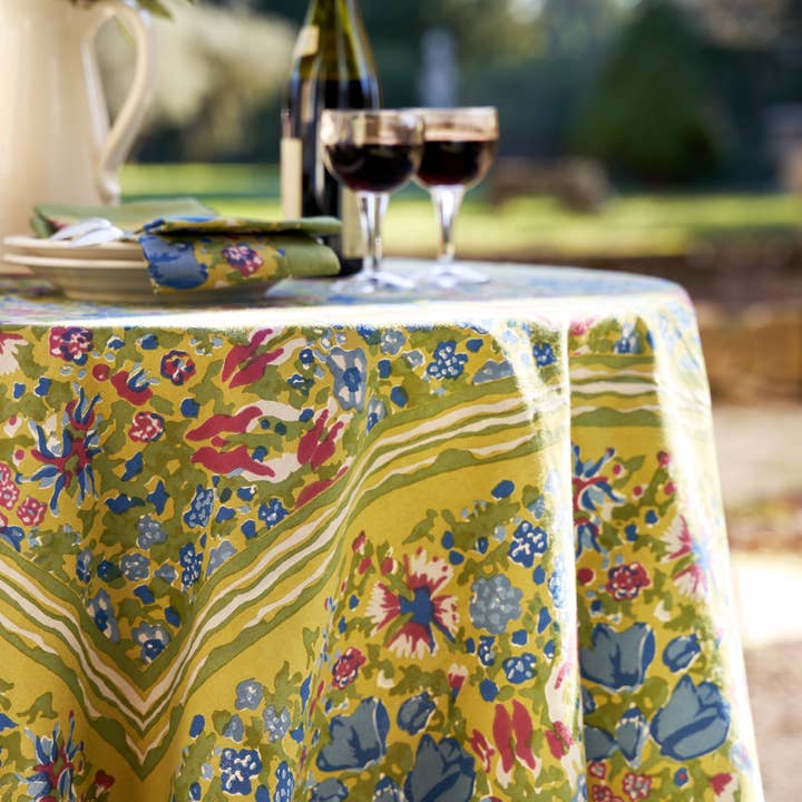 Couleur Nature - Wholesale Tablecloth - Jardin Blue & Vert | Tablecloth