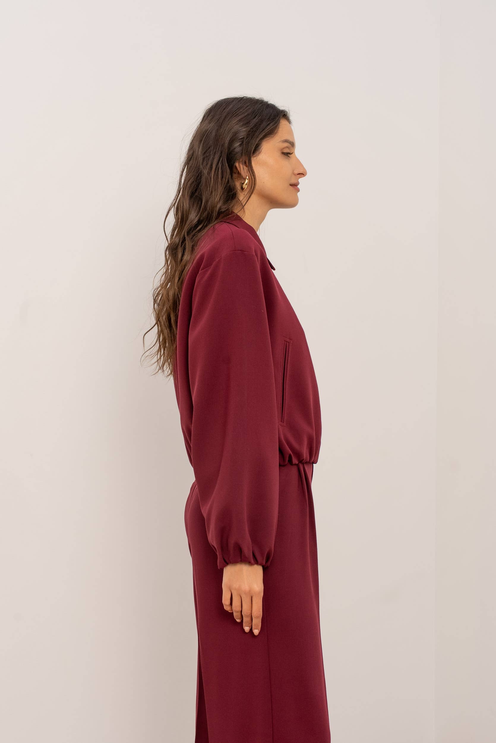 Attentif Paris - Wholesale Bomber Jacket - Women's - [Aura] Short zip-up bomber jacket with shirt collar34