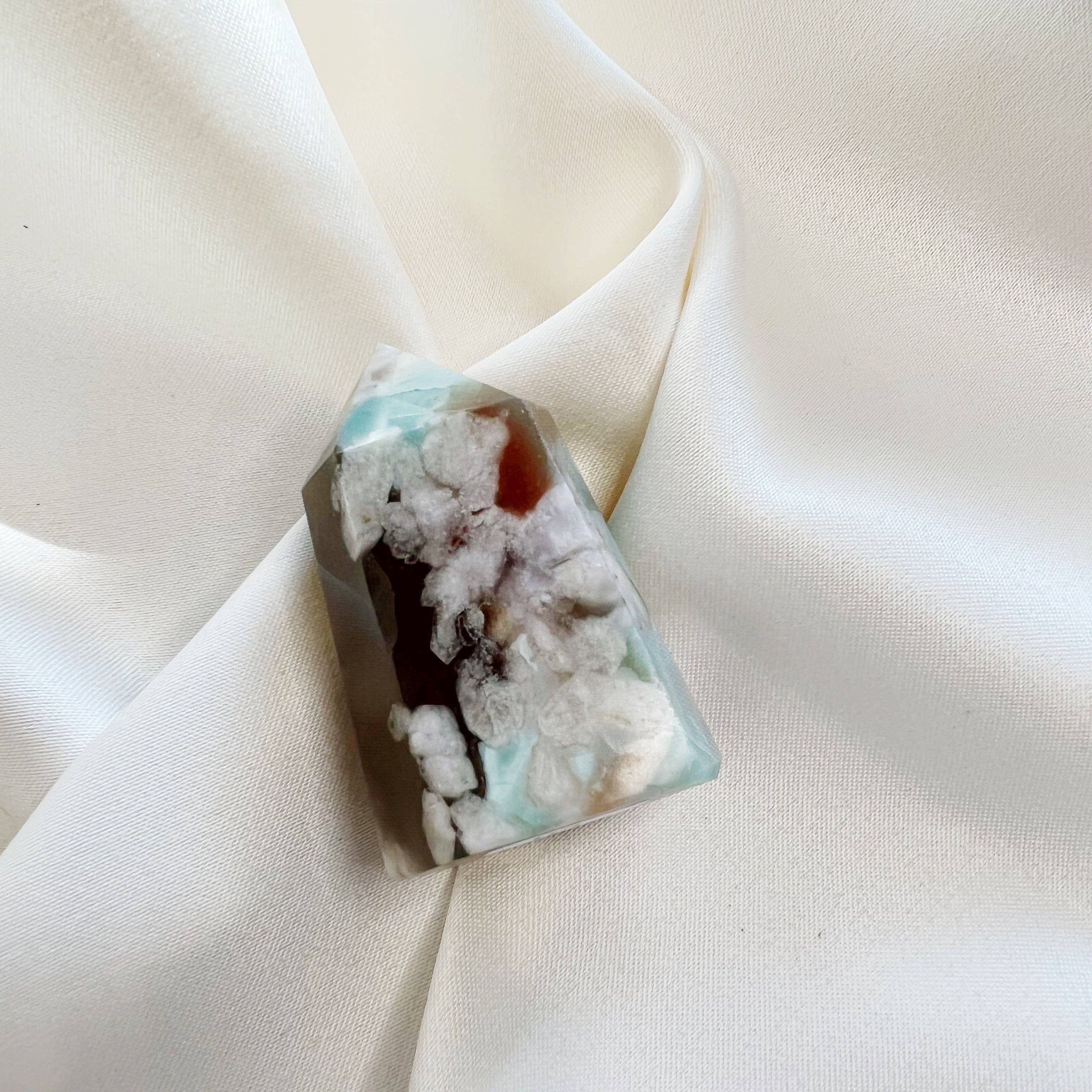 Wild Moon Artistry - Wholesale Spiritual Stone/Crystal - Green Flower Agate Tower 1-103