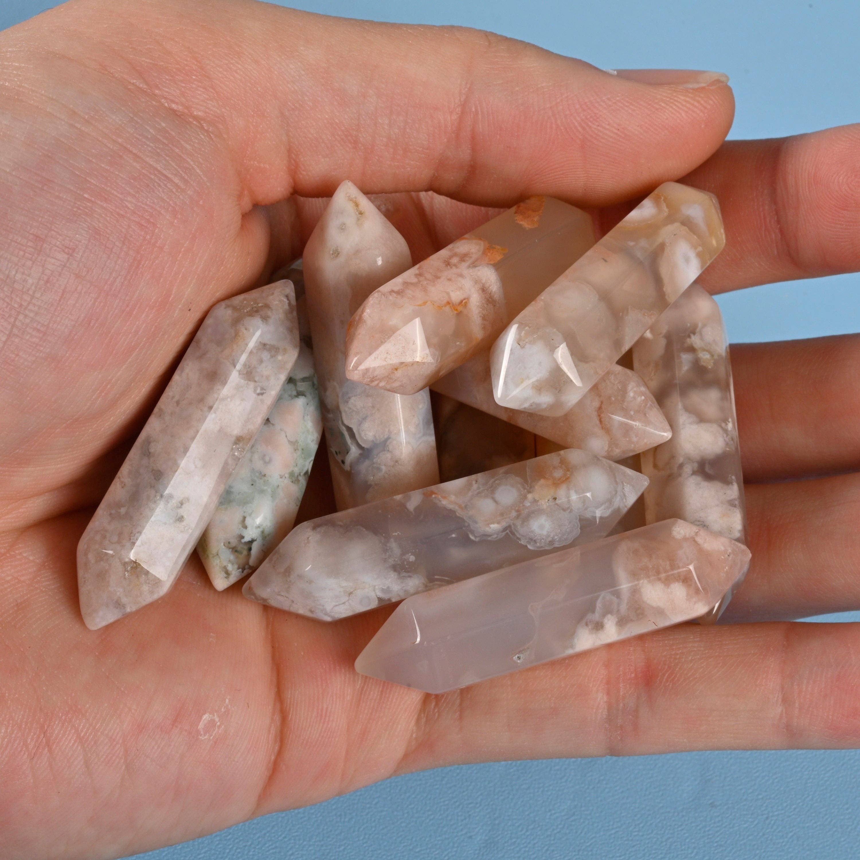 ilovebeadsusa - Wholesale Spiritual Stone/Crystal - 42mm Sakura Flower Agate Double Terminate Point Crystal3