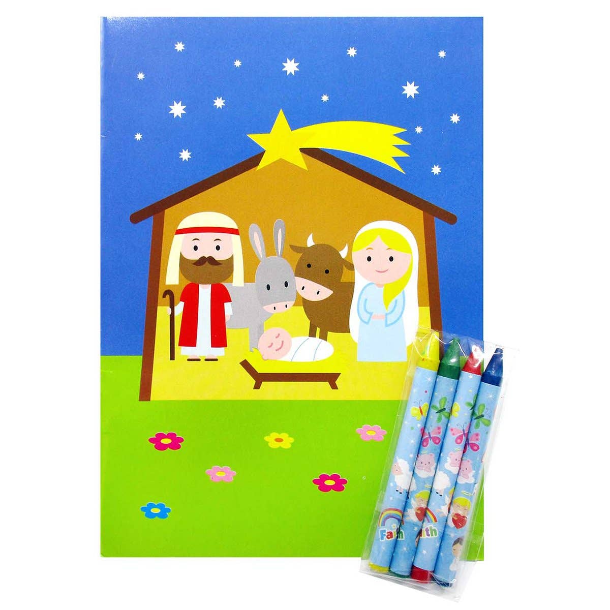 Tiny Mills - Vente Livre de coloriage et d'activités pour enfants et bébés - Lot de 12 livres de coloriage religieux avec crayons6