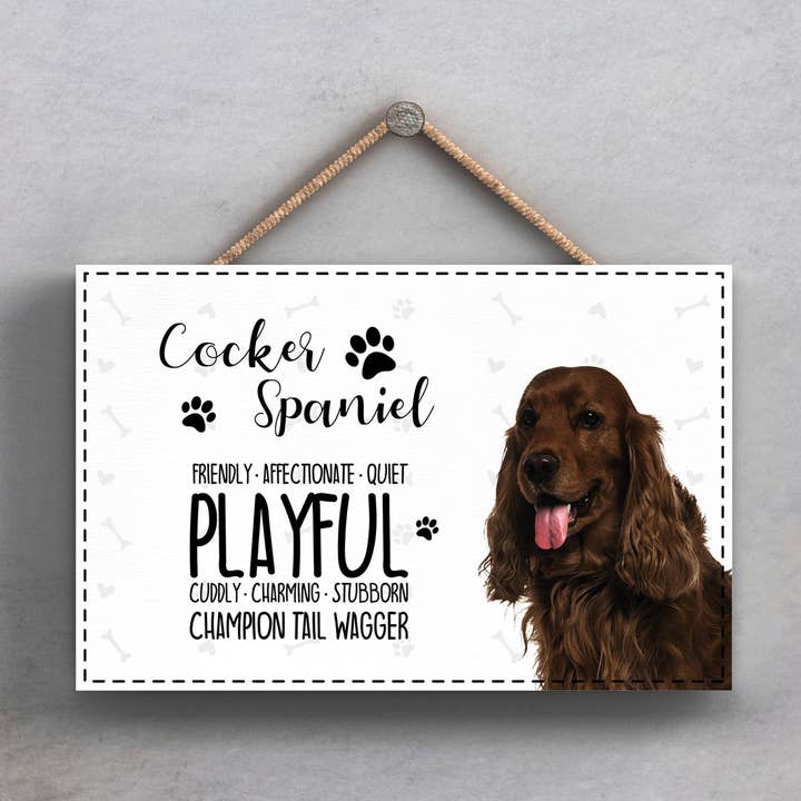 P3437 - Pets & Paws - Plaque en corde marron Cocker Spaniel Chara pour la vente par Vivid Squid Wholesale