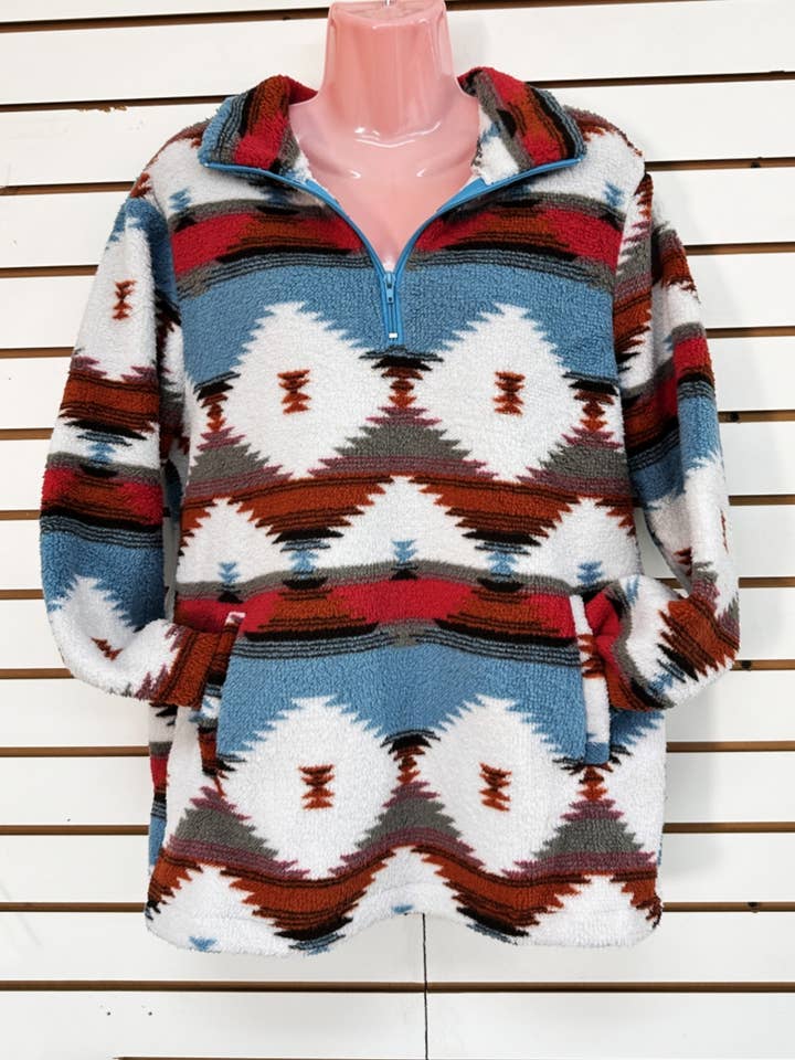 WESTERN TRIBAL SHERPA PULLOVER-TOP-BLUSE für den Großhandel von DESHENG ENTERPRISE