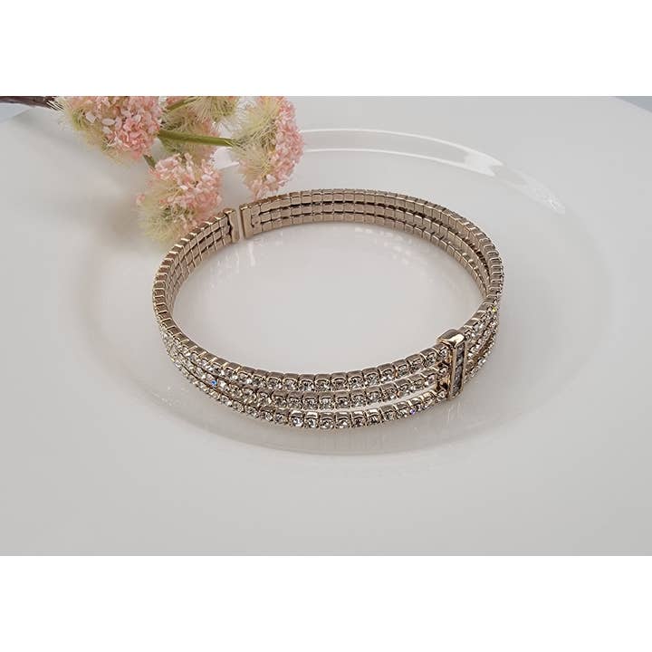 BETTYOH INC – wholesale Bangle bracelet – Triple Layer Rhinestone Bracelet2