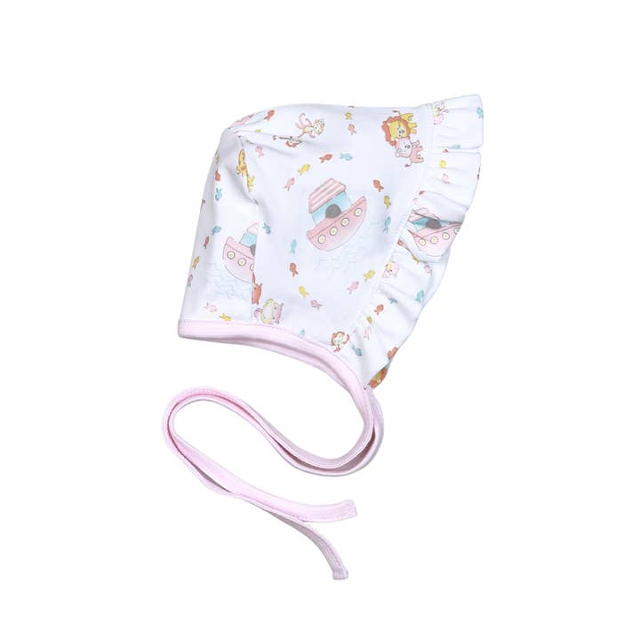 PNA-215 Rose Noha's Arc Bonnet en coton Pima à volants pour la vente par Baby Loren