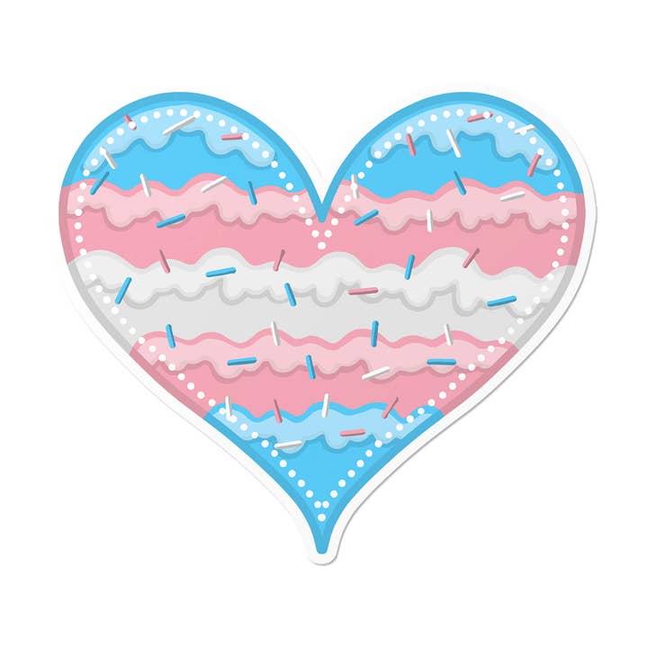 Transgenderhjärta | LGBTQ+ Söt Söt Bagerimatklistermärke för wholesale av That Queer Card Co