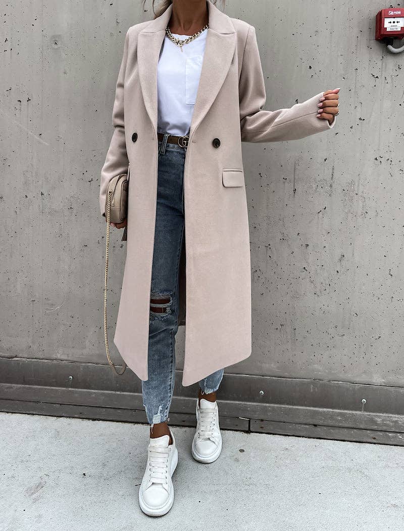 safistyle - Wholesale Coat - Women's - Double-Breasted Longline Coat14
