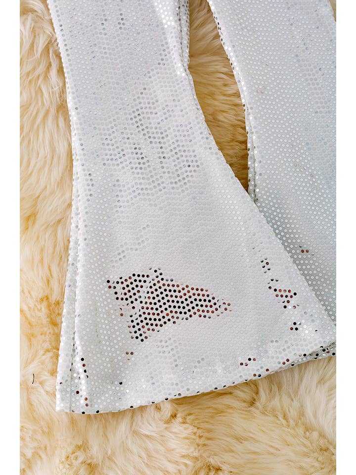 Kids Charm Online - Wholesale Pants - Kids - WHITE SHIMMERY BELL PANTS. PNG40230 JEAN