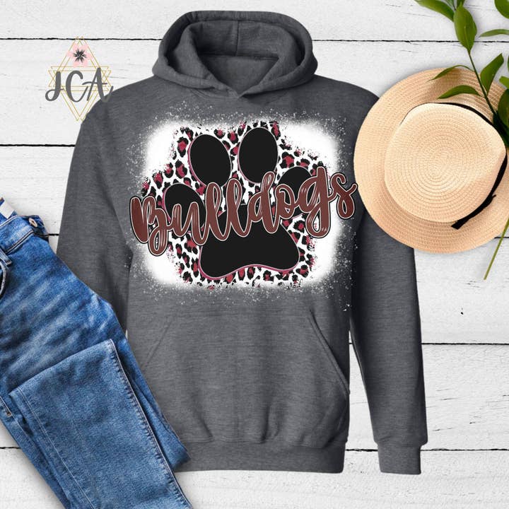 Jocelyn's Comfy Apparel - Wholesale Screen Printed T-Shirt - Women's - Bulldogs Bleached Shirt, Bulldogs School Spirit Shirt4