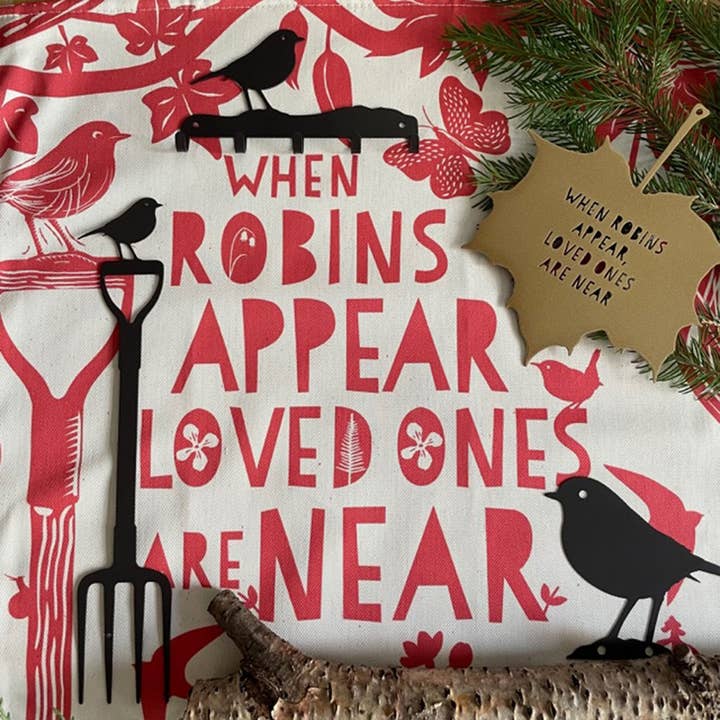 A Blackbird Sang - Wholesale Tea Towel - Tea-towel - When Robins appear, loved ones are near...