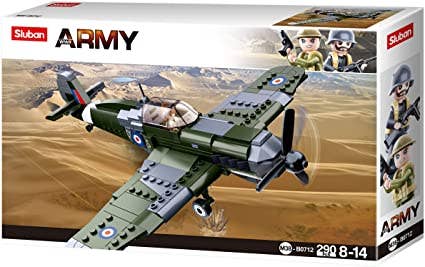 Texas Toy Distribution - Wholesale Building Set - Kids - WW2 Royal Airforce Spitfire Fighter Plane Brick Kit (297 pcs